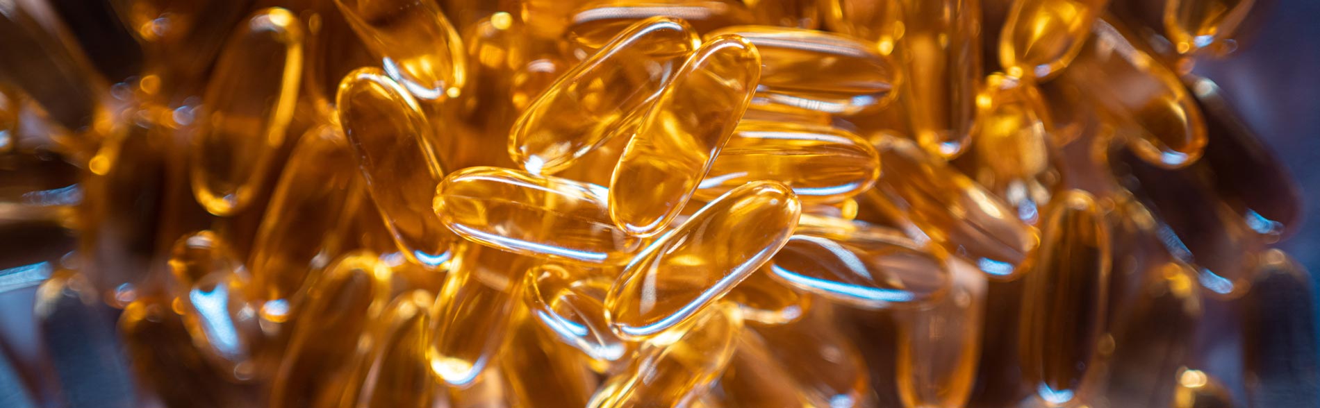 Close up of vitamin D gel capsules