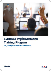 Evidence Implementation Short Course Flyer showing students with their hands up in a classroom