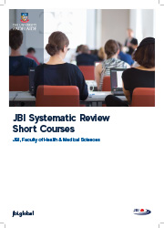 JBI Systematic Review Sort Course Brochure Thumbnail showing people sitting in a classroom