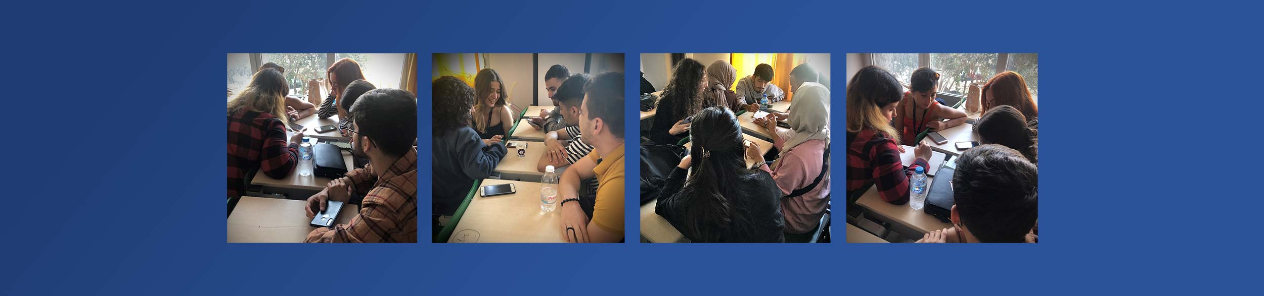 A group of nursing students using JBI resources in a classroom