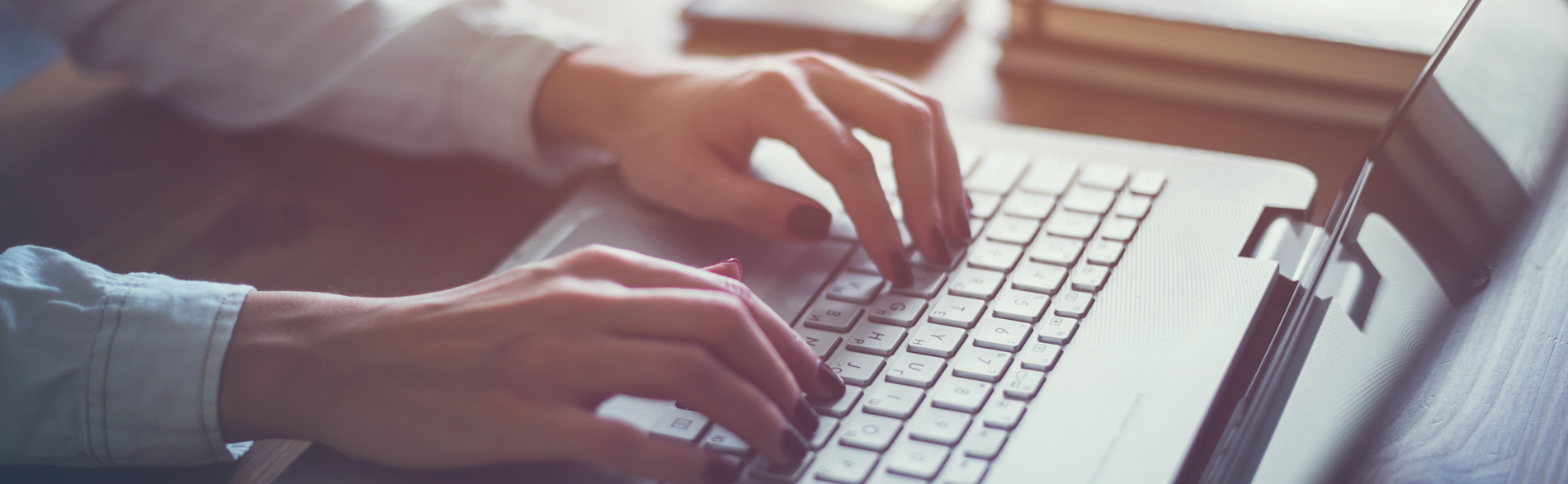 Close up of participant in a JBI Rabid Evidence Synthesis workshop using a laptop
