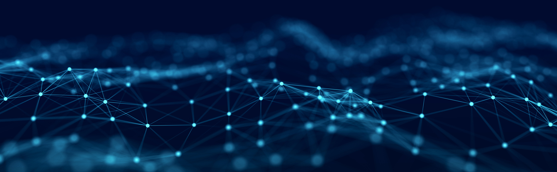 Blue background with light blue dots connected with lines, depicting collaboration and network.
