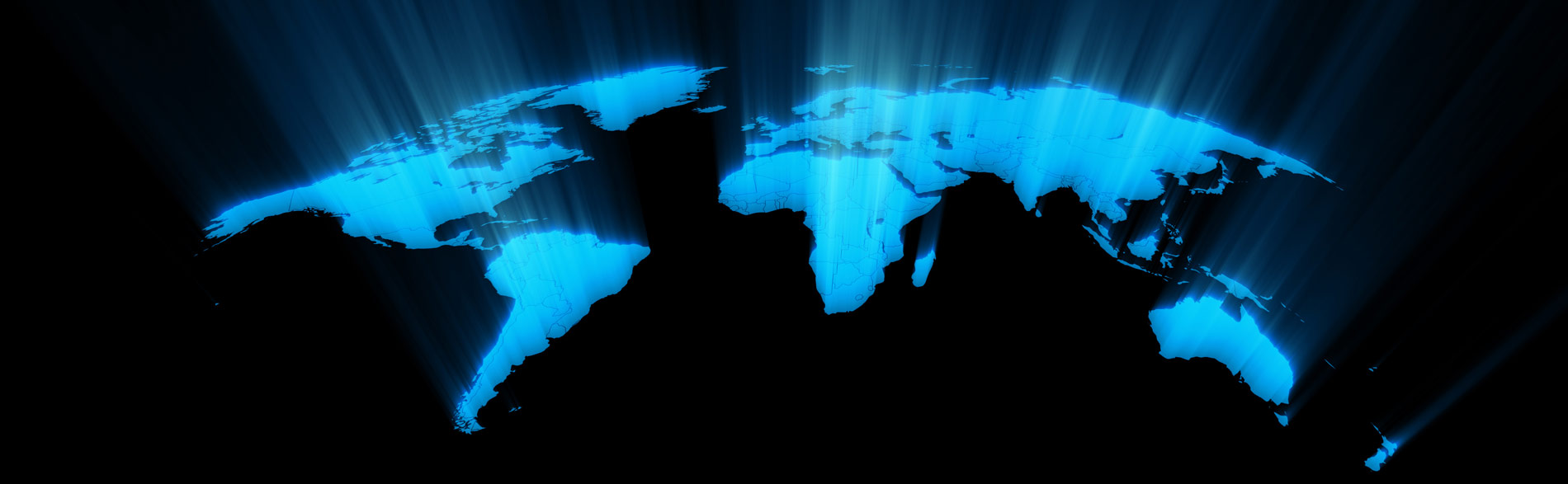 Blue glowing world map representing geographic search filters