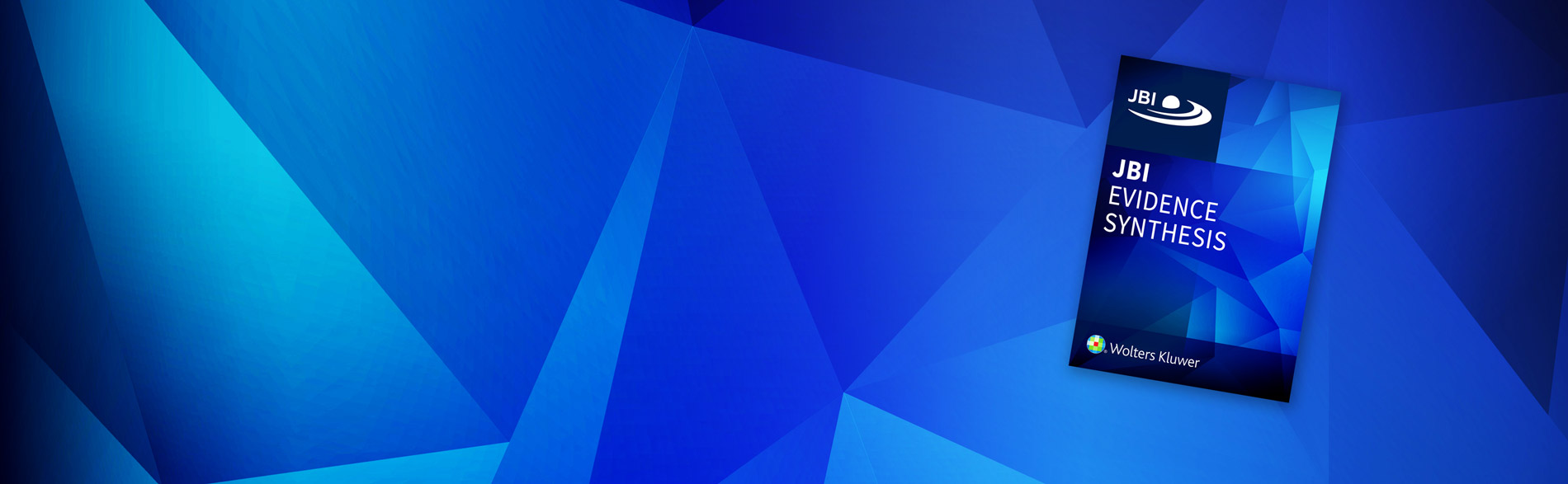 JBI Evidence Synthesis manual floating on a blue triangle background
