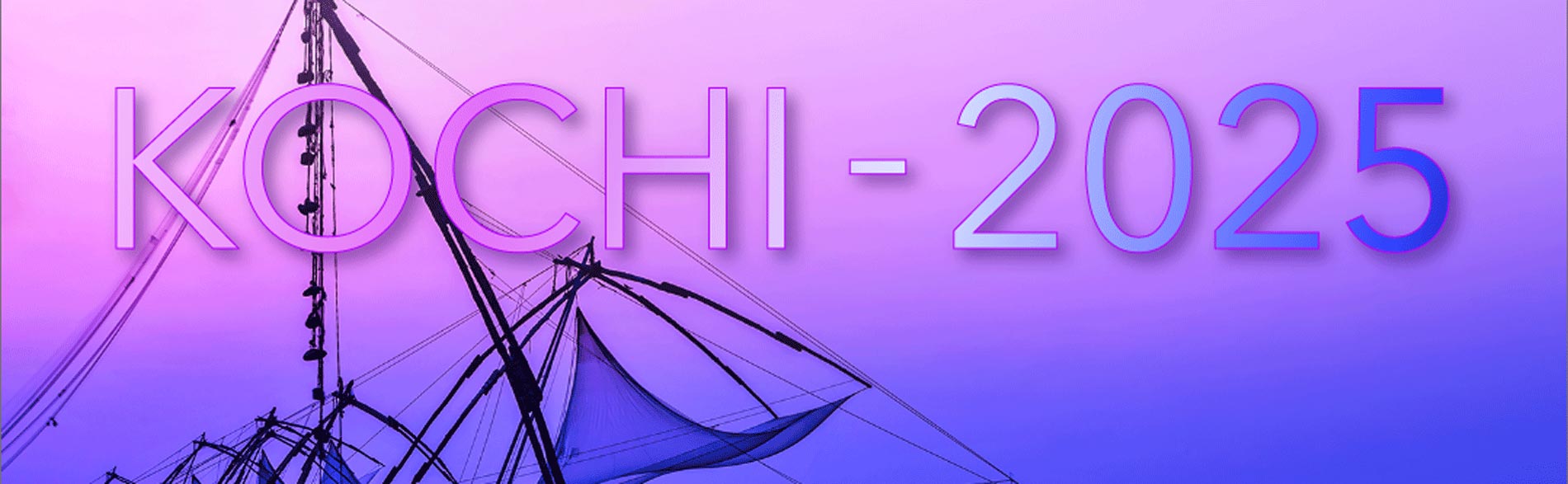 Kochi - 2025 on a purple background with fishing nets