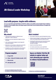 JBI Clinical Leadership Workshop flyer thumbnail
