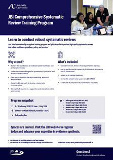 JBI Comprehensive Systematic Review Training Program flyer thumbnail