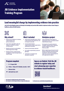 JBI Evidence Implementation Training Program flyer thumbnail