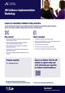 JBI Evidence Implementation Workshop flyer thumbnail