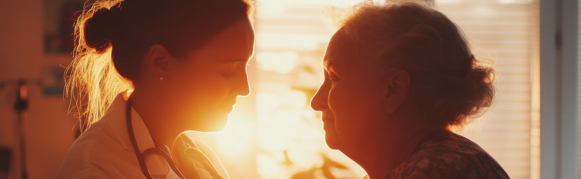 A clinician uses nonverbal communication with a patient