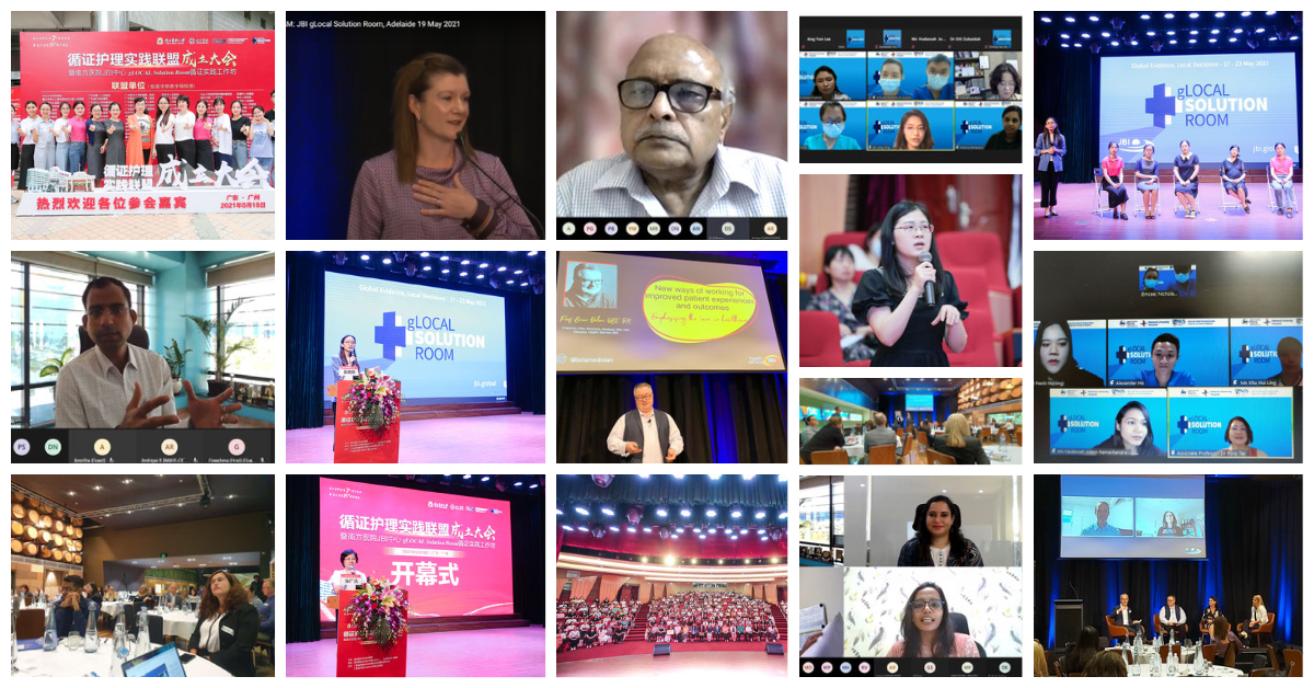 Collage of online and in person events held globally