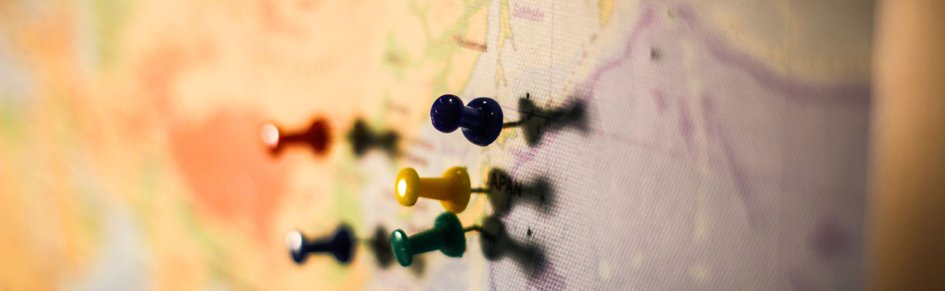 Close up of some pins in a map