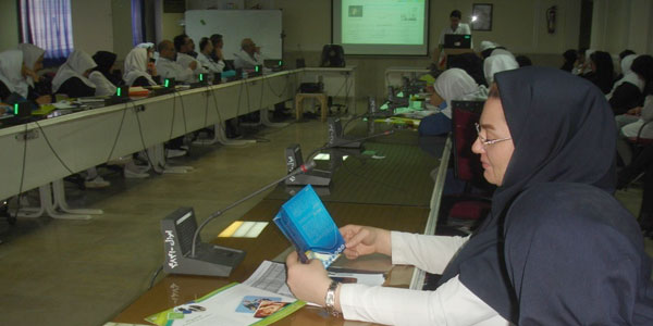 Healthcare workers at a meeting.