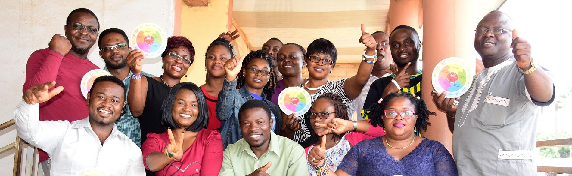 Healthcare workers in Cameroon with the JBI wheel of EBHC